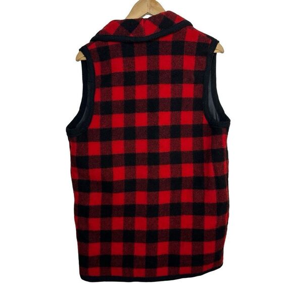 WOOLRICH Vintage Red Black Plaid Vest Size M - Picture 3 of 13